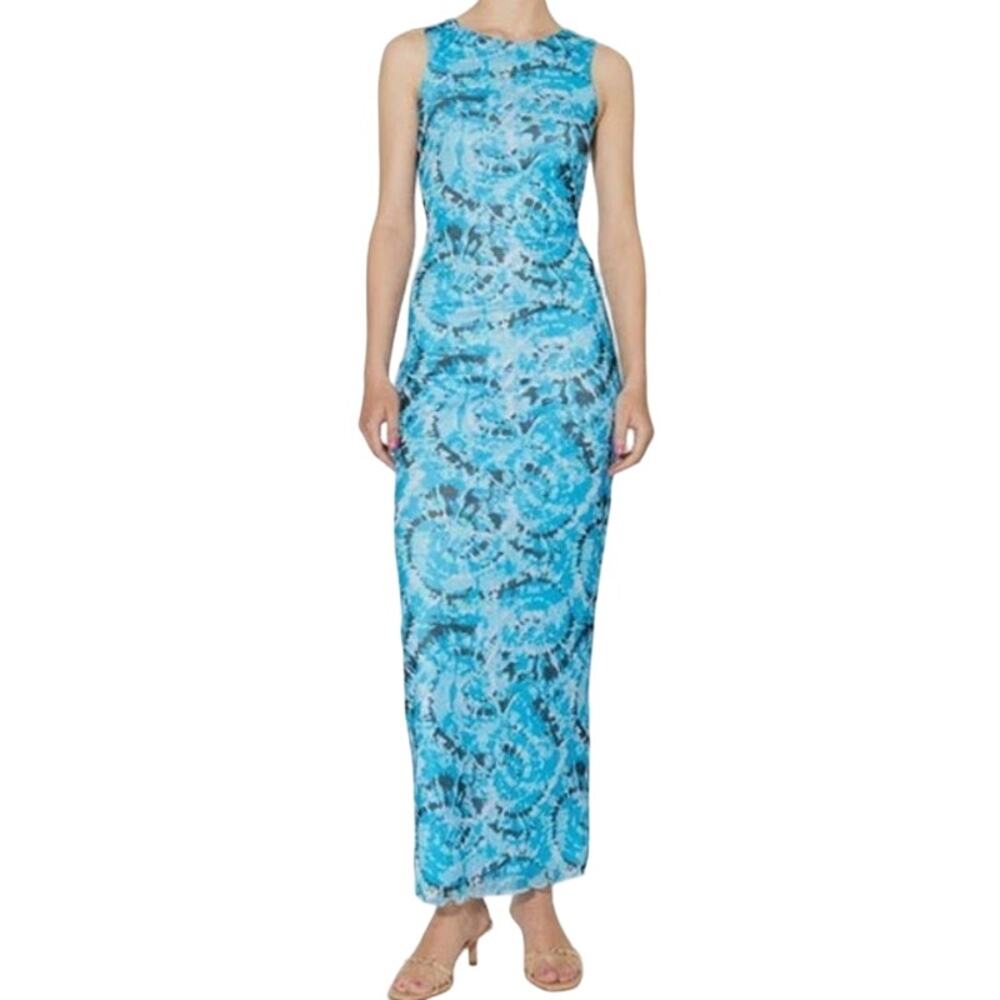 Something New Serena Blue Tie Dye Mesh Maxi Dress NWT XS S Y2K Grunge Festival